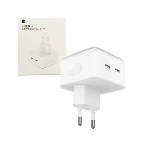 Apple Power Adapter Dual Type C 35W for all Smartphone and iPad White